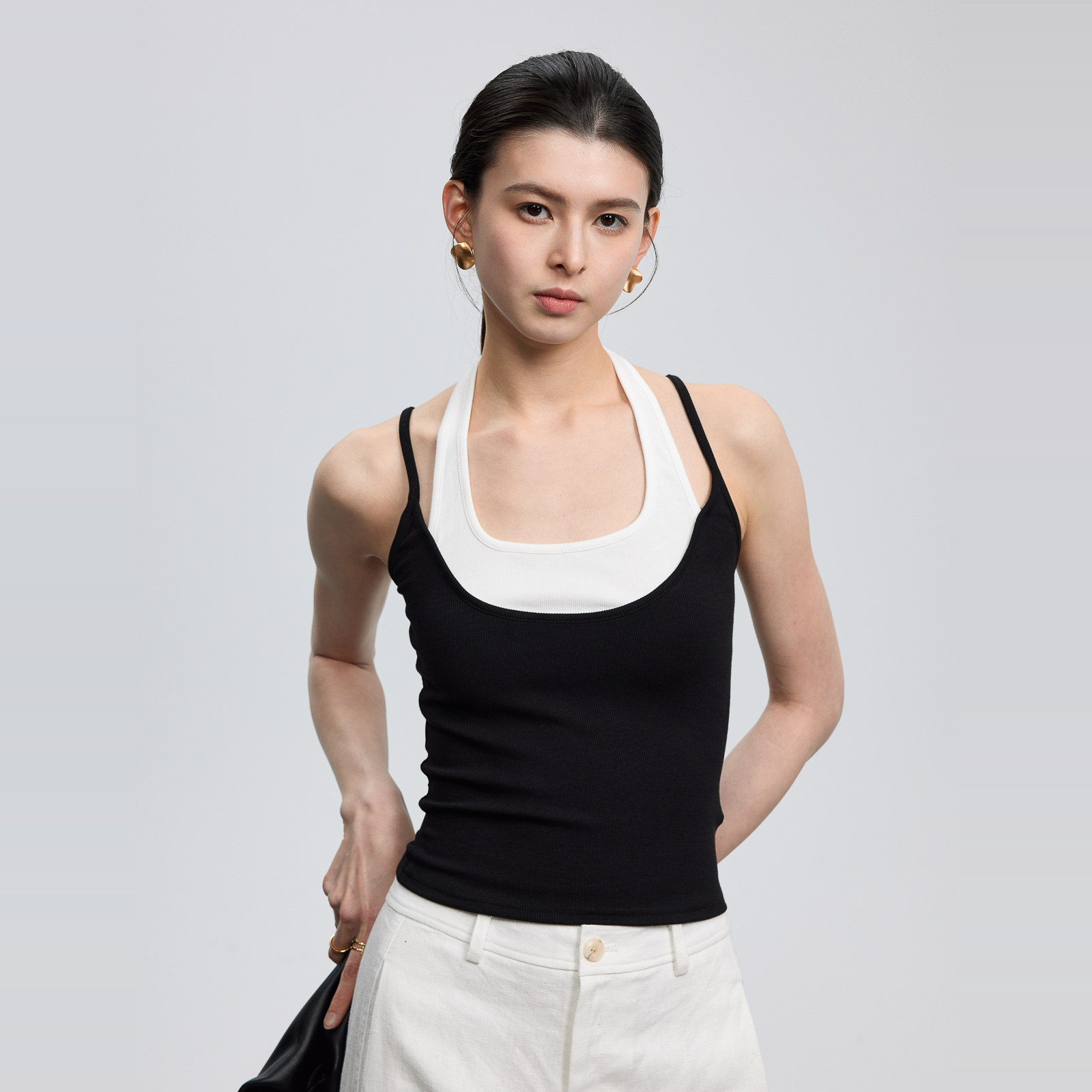 ChillVent撞色假两件挂脖吊带背心女春夏季修身显瘦外穿无袖上衣,女装/女士精品,背心吊带,淘宝优惠券,粉丝福利购,淘宝优惠卷