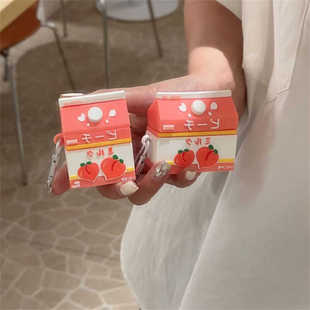 立体创意桃子饮料瓶适用AirPodsPro保护套1/2代苹果无线蓝牙耳机壳3代Pro2硅胶软壳华强北五代女款个性防摔盒