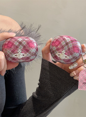 创意ins风复古格子适用free clip保护套土星西太后freebuds6i5i无线蓝牙耳机壳freebudsPro3Pro4防摔盒se2se3