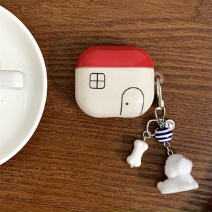 ins风简约撞色线条小房子适用AirPodsPro2代保护套3代Pro苹果蓝牙耳机壳AirPods4代防摔软保护壳潮二代五代女
