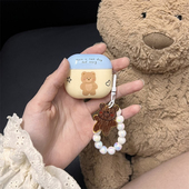 韩系撞色爱心小熊AirPods4保护套1 二代防摔盒创意软壳三代趣味5代卡通女 2代适用苹果蓝牙耳机壳AirPodsPro3