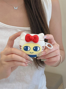 可爱红色蝴蝶结AirPodspro2保护套适用苹果AirPods4无蓝牙耳机套卡通拓麻歌子pro防摔软壳三代硅胶套女五代潮