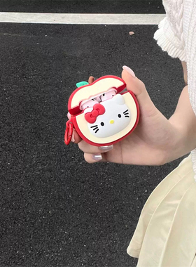 红色卡通创意苹果kt猫适用AirPodsPro3代保护套三代AirPods2代无线蓝牙耳机壳可爱女款4代硅胶软壳5代防摔盒