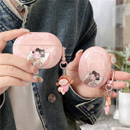 趣味恶搞唐装奶茶睡美人适用华为5代蓝牙耳机壳4代4e硅胶保护套freebudspro3防摔5i6i可爱女se2软套free clip