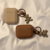 ins简约小众小熊适用airpods4保护壳2 5代挂件 3代苹果蓝牙Pro二三代耳机保护套纯色肤感AirPodsPro硅胶软盒4