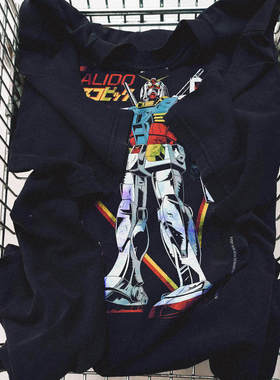 GUNDAM 机动战士高达短袖 动漫复古画风 美式休闲重磅水洗T恤日漫