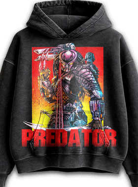 Predator Hoodie 450克 美式铁血战士捕食者水洗做旧宽松连帽卫衣