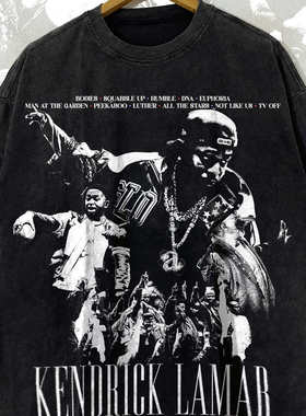 Kendrick Lamar 2025超级碗中场秀 嘻哈说唱260克重磅水洗短袖T恤