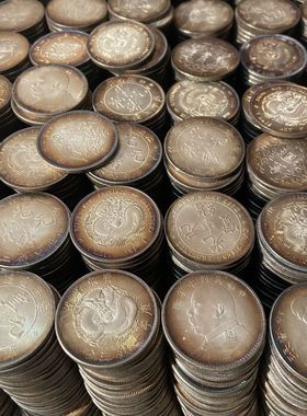 五彩袁大头真银元大洋怀旧三年五彩怀旧复古包浆纪念双龙清朝光绪