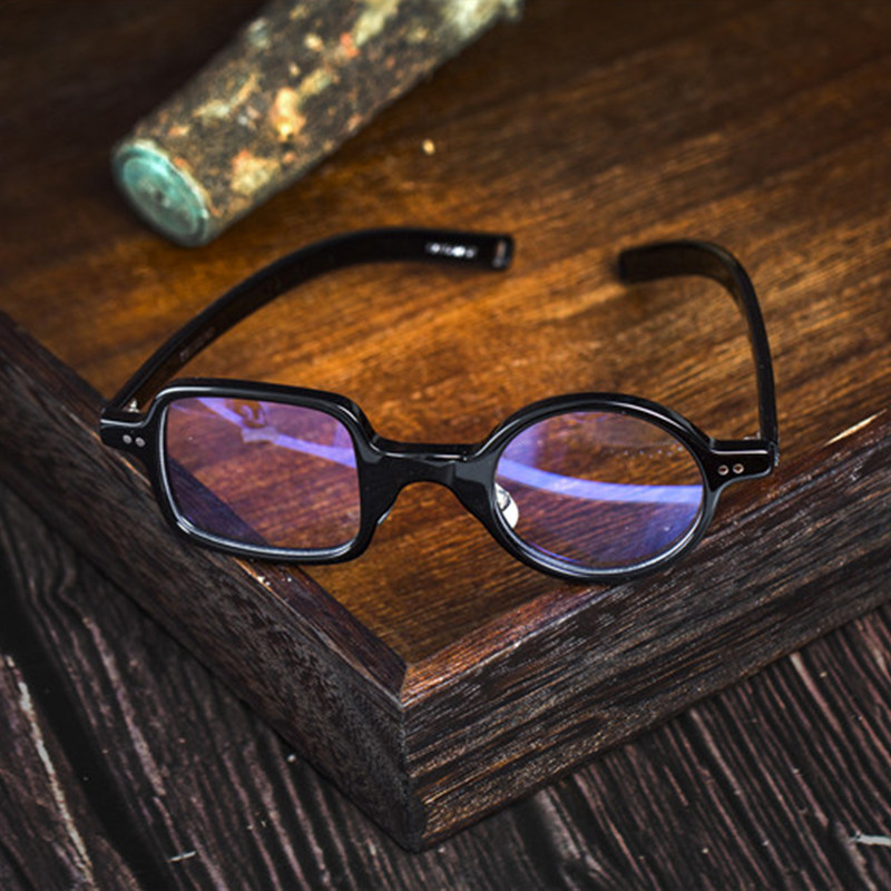 赛璐珞眼镜框左圆右方眼镜配眼睛钢铁侠圆形眼睛框镜架男潮10601