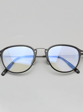 日版手工超轻眼镜框男钛赛璐珞复古眼镜架配男款潮流黑框10198