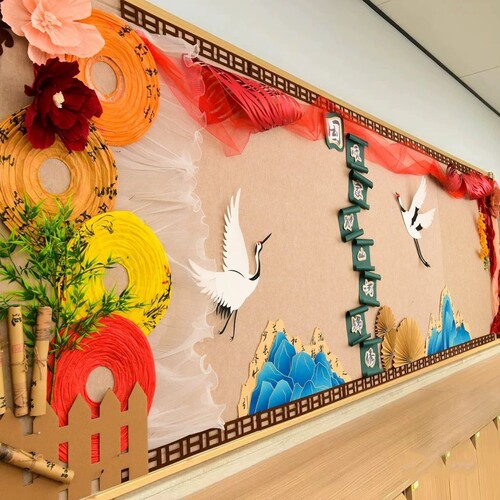 创意国风山河锦绣元旦新年文化板报小学幼儿园环创墙面装饰材料