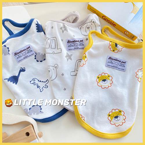 bluetime猫狗纯棉印花背心童趣风