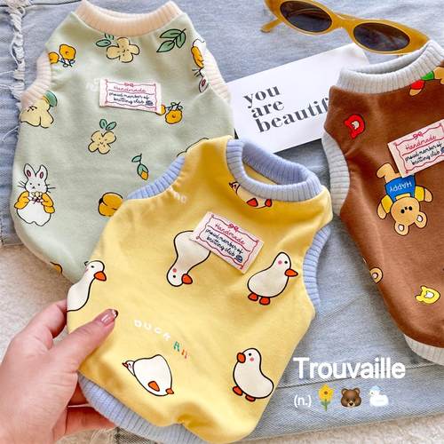 bluetime猫狗纯棉无袖背心童趣风