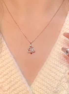 纯银锁骨链圣诞树彩色锆石项链女节日礼物轻奢设计师秋冬穿搭MoeM