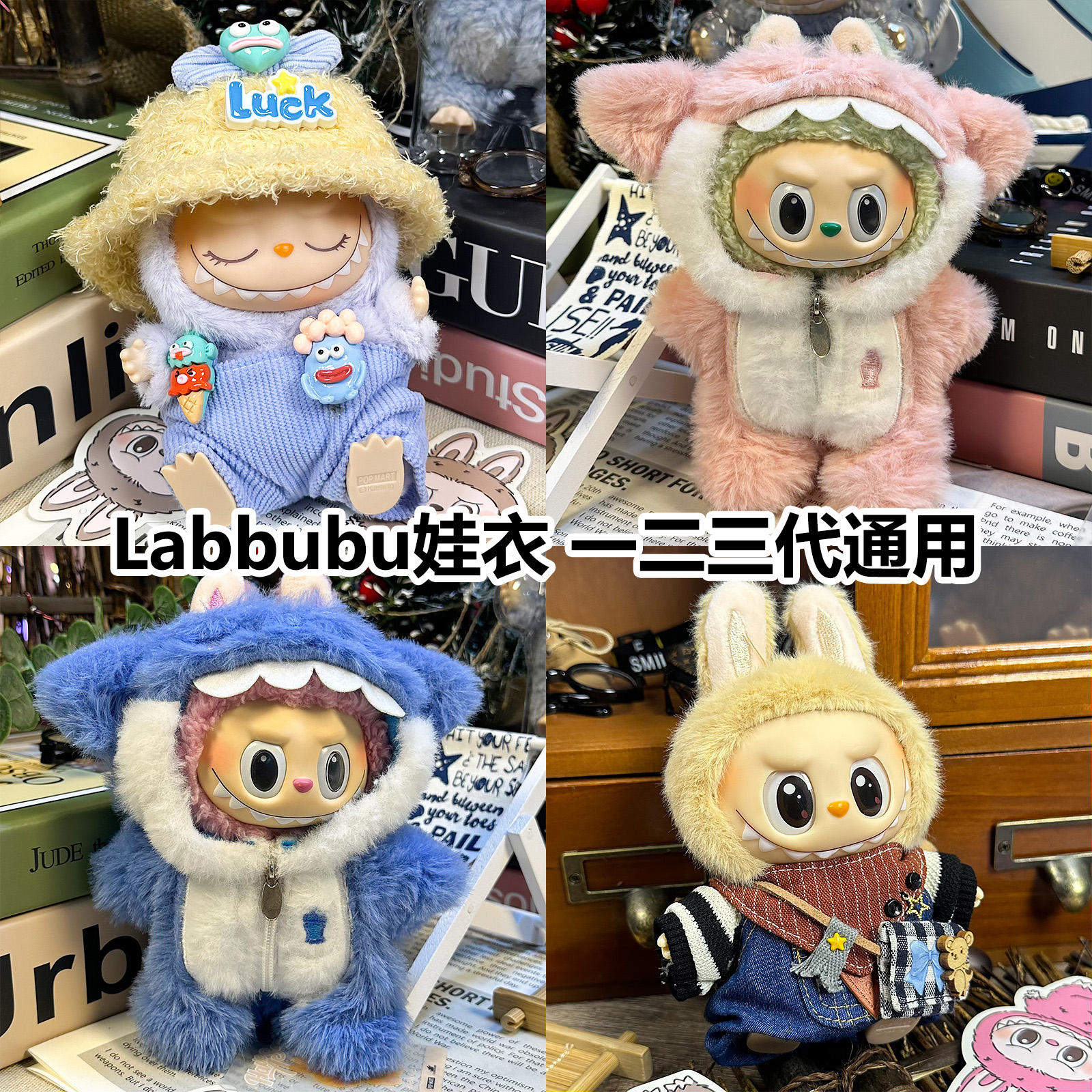 labubu娃衣一二三代可爱毛绒坐坐