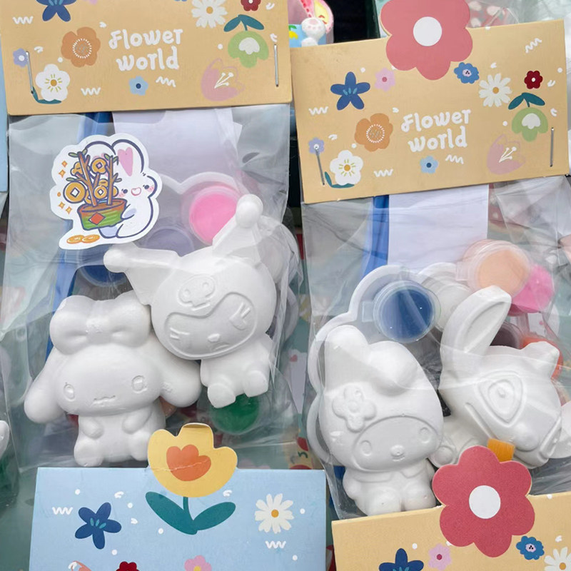 儿童涂鸦迷你小号石膏娃娃涂色小熊白胚手工彩绘石膏公仔diy玩具