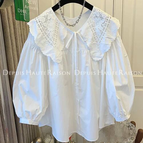 大码300斤法式娃娃衫灯笼袖