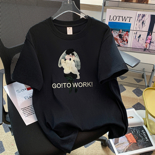 广州十三行欧货爆款大码女装时尚穿搭纯棉短袖T恤女宽松休闲ins潮