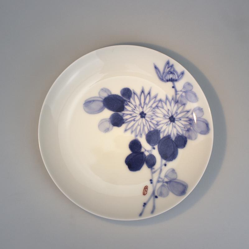 手绘釉下彩青花瓷果盘冷菜盘