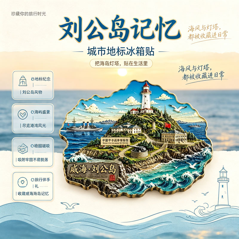 威海刘公岛文创金属磁吸冰箱贴装饰文旅景区周边精致纪念品伴手礼