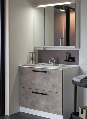 日本直送CLEANUP/可丽娜rakutowa定制式浴室梳妆台收纳柜浴室柜75