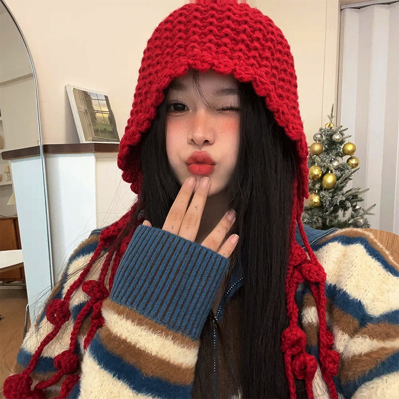 秋冬季民族风女士流苏针织毛线帽