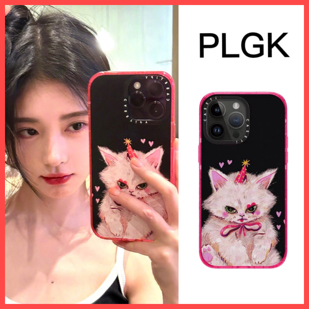 鞠婧祎同款卡通恶搞涂鸦猫咪适用iphone15pro苹果14pro max手机壳13