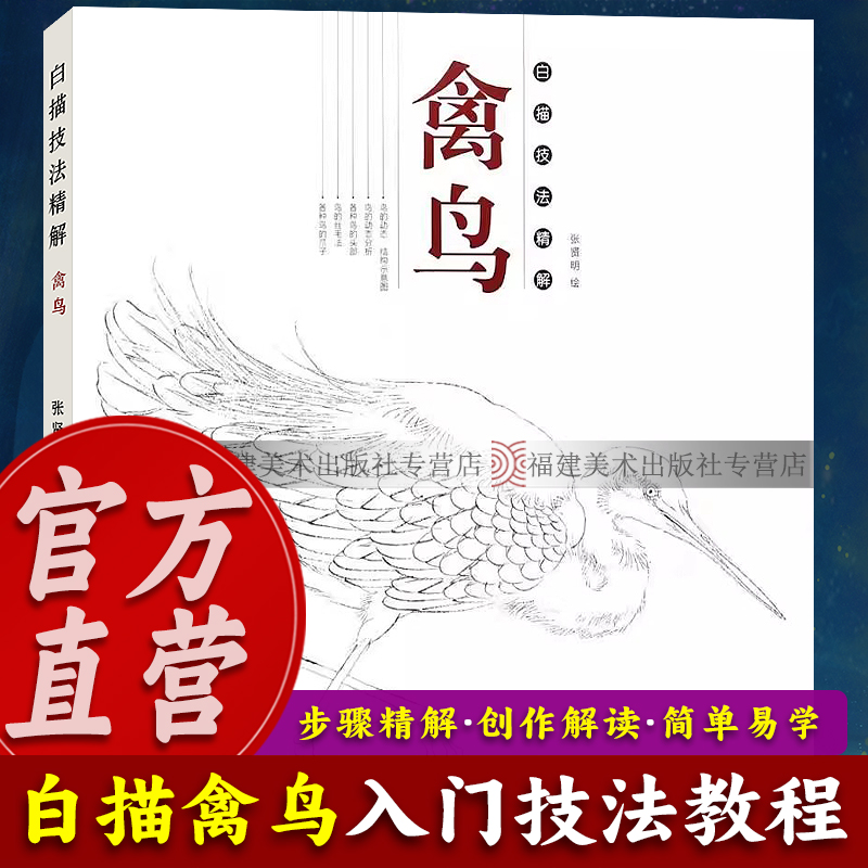 禽鸟 白描技法精解 中国画动物花鸟工笔画底稿书 白描勾线画谱美术绘画初学者入门到精通基础教程 线描写生范例画家写生画稿书籍