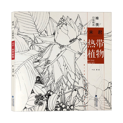 唯美白描精选：未君热带植物 工笔画花卉技法白描底稿勾线稿毛笔画谱国画 中国现代花卉画作绘画教程 初学者临摹范本画册正版书籍