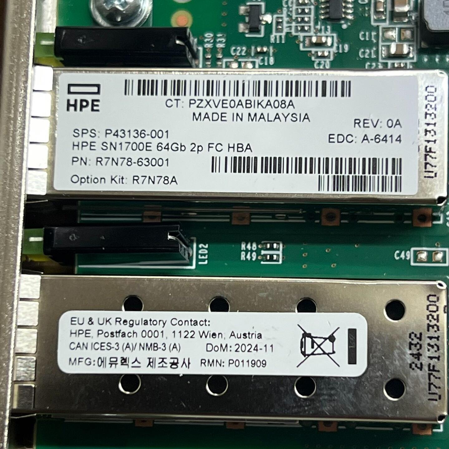 P43136-001 R7N78A FC HBA卡 SN1700E 64GB双口配光模块议价维修