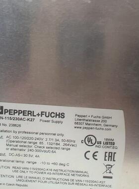 238626 VAN-115/230AC-K27 AS-i工业电源 PEPPERL+FUCHS议价维修