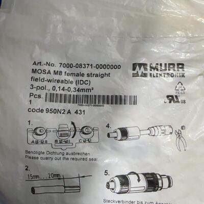 7000-08371-0000000 MURR穆尔连接器 MOSA M8直头母头3芯议价维修