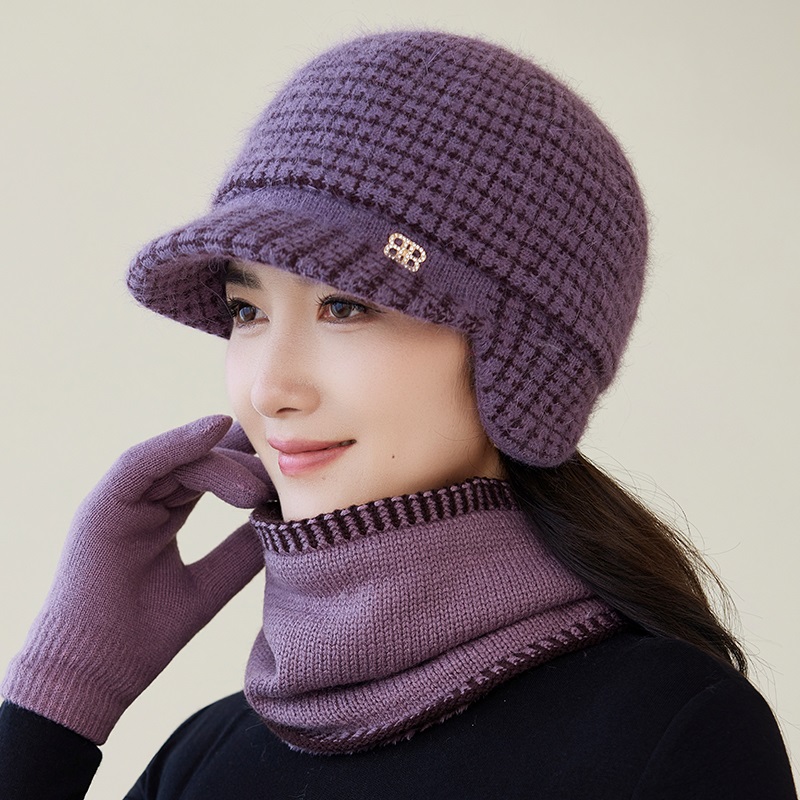 中老年人帽子女士秋冬天妈妈加绒厚针织毛线帽奶奶防寒护耳保暖帽