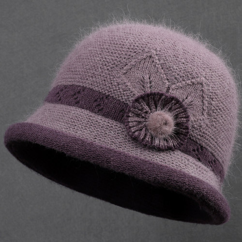 秋冬女士针织毛线帽加绒保暖盆帽