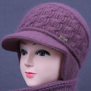 中老年人帽子女秋冬天妈妈加绒厚护耳保暖毛线帽奶奶老人防寒棉帽