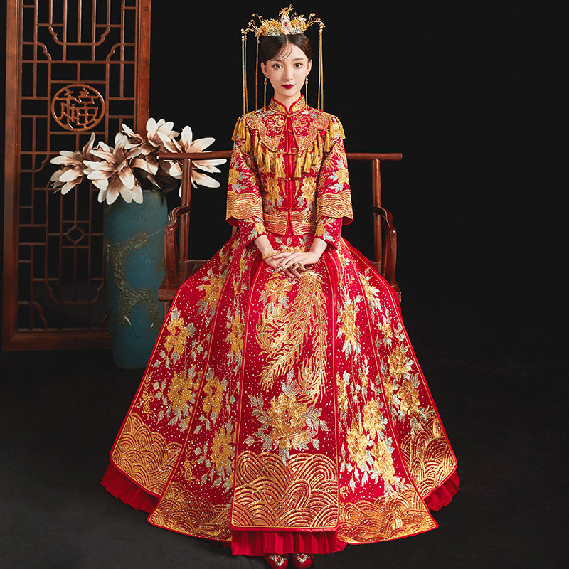 秀禾服2020新款结婚龙凤褂女新娘中式礼服嫁衣出阁服情侣秀禾大码