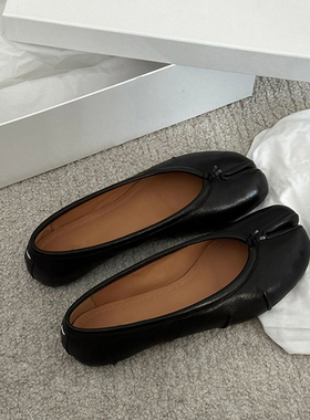 2025新款夏季黑色猪脚分趾奶奶女鞋一脚蹬玛丽珍单鞋女平底乐福鞋