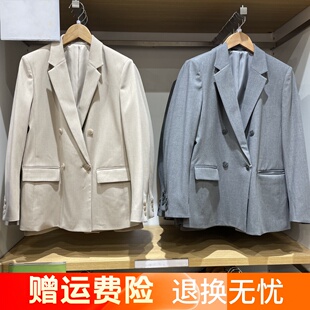 商务通勤西服格雷系穿搭职业2024春季 双排扣西装 O465473 女装 NHLQ