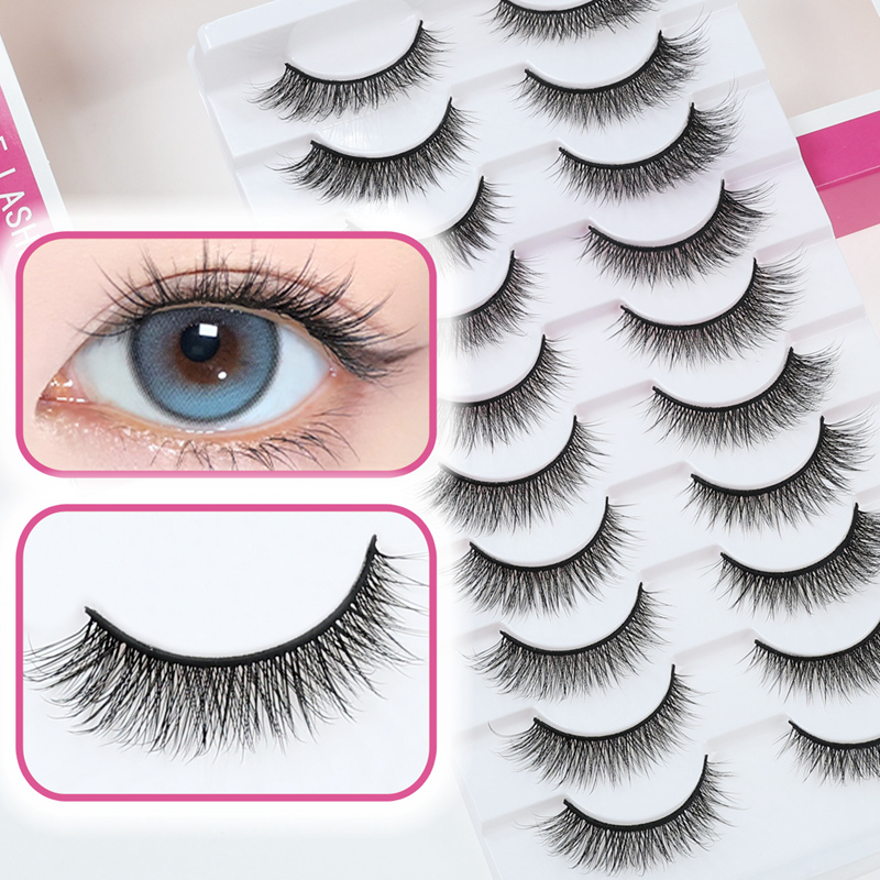 狐系斜飞扬一片式硬梗假睫毛自然浓密仿真舞台妆演出3D立体眼睫毛