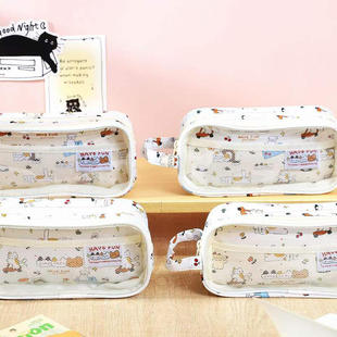 青壹坊游玩！好友友手拎多层大方形小卡痛包文具盒卡通笔袋国货