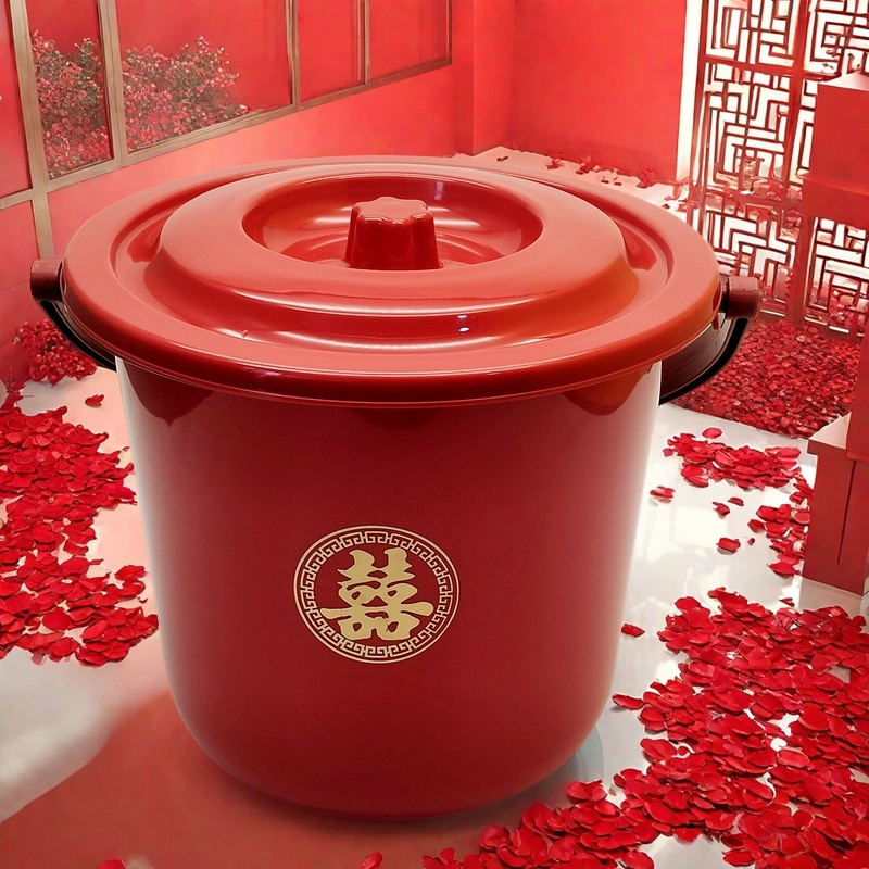 加厚结婚喜桶小号塑料手提红桶