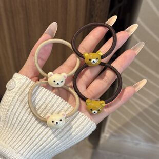 轻松熊简约发绳熊哥熊妹无缝发圈头绳皮筋百搭高马尾头饰发饰