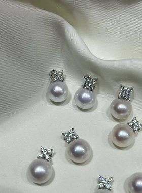 设计感新款人造仿海水澳白精致通勤珍珠项链耳钉百搭气质