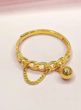 ins风时尚链条黄金指环色戒指