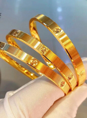 沙金米字车花手镯时尚简约手环