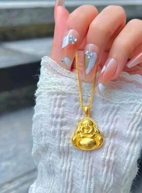 金店同款佛吊坠弥勒佛单坠黄金色