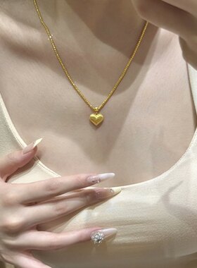 拉丝爱心金项炼女吊坠小众锁骨炼