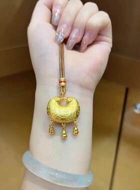 新中式百福项链长命锁吊坠锁包