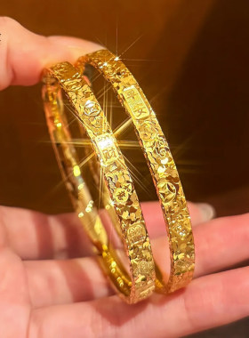 新中式手镯碎金素圈闭口镯子